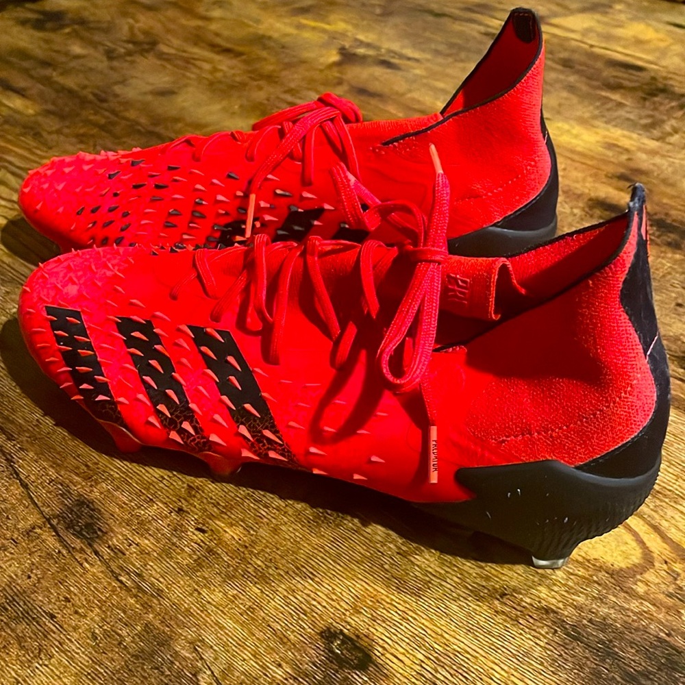 Adidas Predator, Size 8, Red with black accents, soccer shoes, women’s.